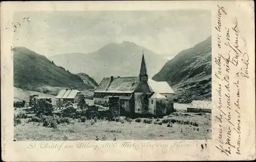 Ak St Christoph am Arlberg Tirol, Ortspartie, Kirche