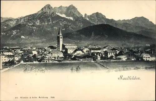 Ak Saalfelden am Steinernen Meer in Salzburg, Panorama, Kirche