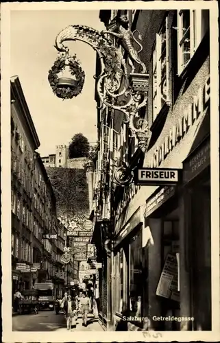 Ak Salzburg in Österreich, Getreidegasse, Geschäfte, Friseur