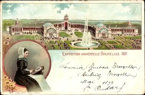 Litho Bruxelles Brüssel, Exposition Universelle 1897, Dentelliere Flamande