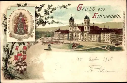Präge Litho Einsiedeln Kt. Schwyz Schweiz, Wallfahrtskloster, Gnadenmutter