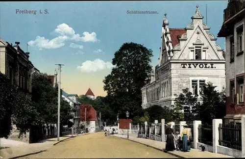 Ak Freiberg in Sachsen, Schützenstraße, Tivoli