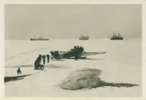 Sammelbild Helden der Luft, Serie G Bild 208, Eisnothilfe, Flugzeuge als Retter und Helfer