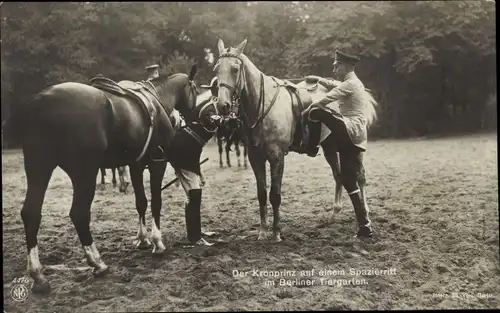 Ak Kronprinz Wilhelm von Preußen, Spazierritt im Berliner Tiergarten