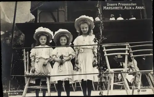 Ak Prinzessinnen Margarete, Alix und Anna von Sachsen
