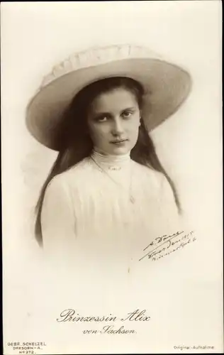 Ak Prinzessin Alix von Sachsen, Portrait, Hut