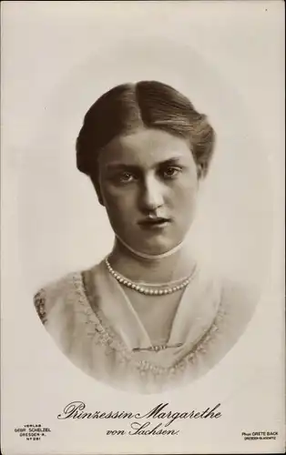 Ak Prinzessin Margarethe von Sachsen, Portrait