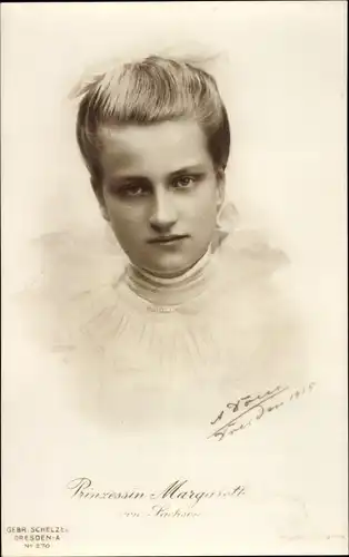 Ak Prinzessin Margarethe von Sachsen, Portrait, Haarschleife