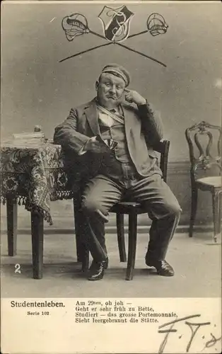Studentika Ak Studentenleben, leeres Portemonnaie am Monatsende