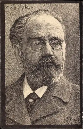 Künstler Ak Orens, Schriftsteller Emile Zola, Portrait