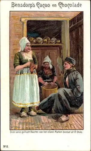 Litho Reklame, Bensdorp's Cacao und Chocolade, niederländische Trachten