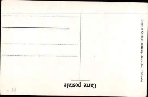 Litho Frau mit Kindern in niederländischen Volkstrachten, Cacao Bensdorp, Reklame