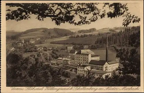 Ak Nieder Marbach Leubsdorf in Sachsen, Unteres Flöhatal, Höllengrund, Panorama vom Ort