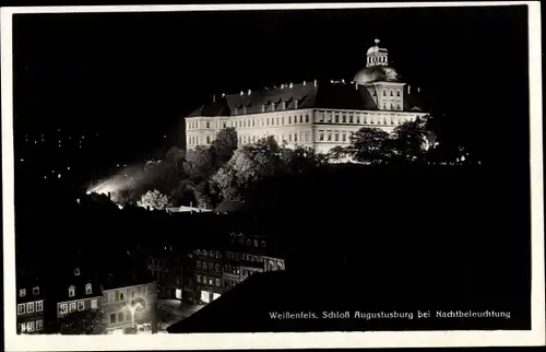 Ak Weißenfels im Burgenlandkreis, Schloss Augustusburg bei Nachtbeleuchtung