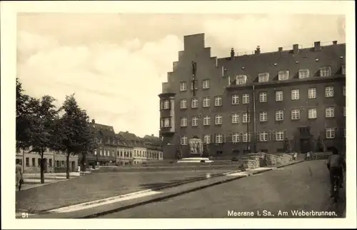 Ak Meerane in Sachsen, Am Weberbrunnen