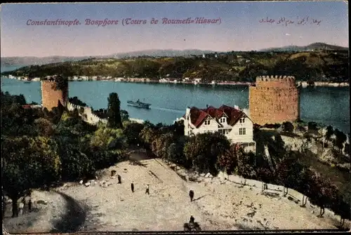 Ak Konstantinopel Türkei, Bosphore, Tours de Roumeli Hissar, Fluss