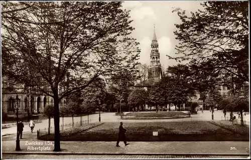 Ak Zwickau in Sachsen, Albertplatz, Turm