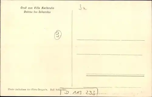 Ak Ostrau Bad Schandau in Sachsen, Ansicht der Villa Karlsruhe, Wald