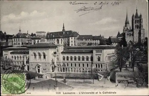 Ak Belmont sur Lausanne Kt. Waadt Schweiz, L'Universite et la Cathedrale