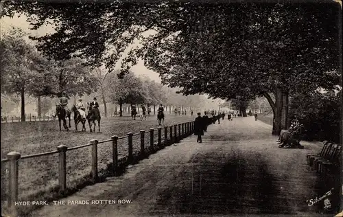 Ak London City England, Hyde Park, The Parade Rotten Row