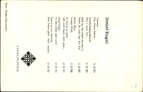 Ak Sänger Detlef Engel, Portrait