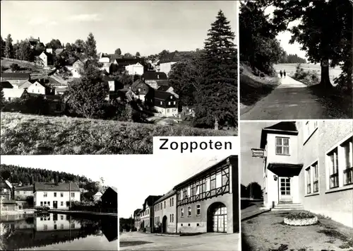 Ak Zoppoten Ebersdorf in Thüringen, Panorama, Teilortsansichten