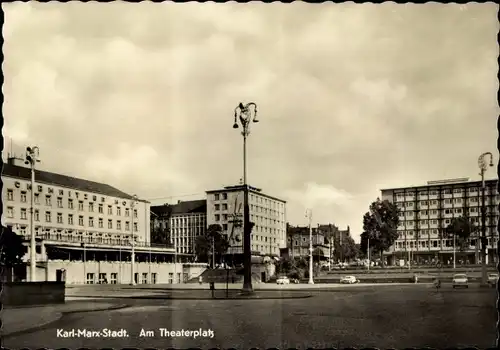 Ak Karl Marx Stadt Chemnitz in Sachsen, Am Theaterplatz