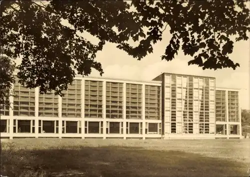 Ak Magdeburg in Sachsen Anhalt, Elbe Schwimmhalle, Außenansicht