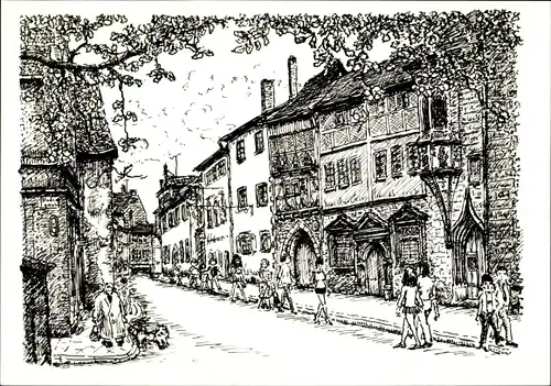 Künstler Ak Erfurt in Thüringen, Michaelisstraße, Passanten