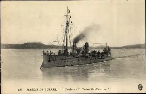 Ak Französisches Kriegsschiff, Marine de Guerre, Contre Torpilleur Casablanca