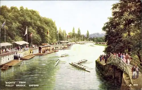 Ak Oxford Oxfordshire England, Achter von Folly Bridge