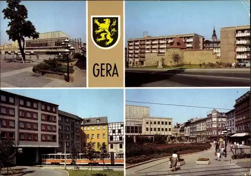 Ak Gera in Thüringen, Haus der Kultur, Historische Stadtmauer, Straßenbahndurchfahrt Johannisstraße