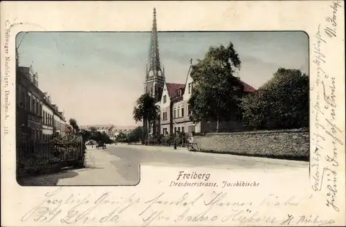 Ak Freiberg in Sachsen, Dresdnerstraße, Jacobikirche