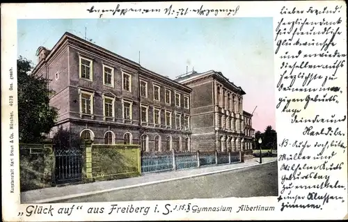 Golden Windows Leuchtfenster Ak Freiberg in Sachsen, Gymnasium im Albertinum