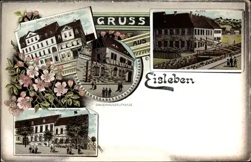 Litho Lutherstadt Eisleben, Sängerhäuserstraße, Klippe, Rammthorstraße
