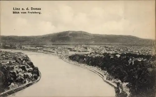 Ak Linz an der Donau Oberösterreich, Blick vom Freinberg