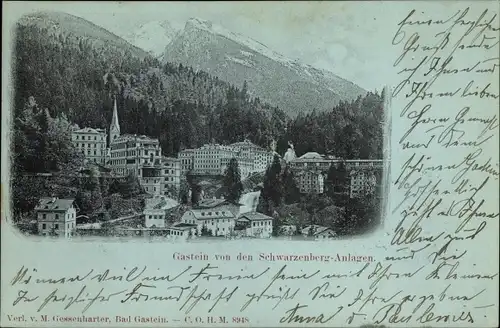Mondschein Ak Bad Gastein Badgastein in Salzburg, Blick von den Schwarzenberg-Anlagen