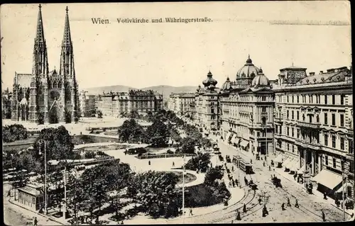 Ak Wien 1 Innere Stadt, Votivkirche und Währingerstraße