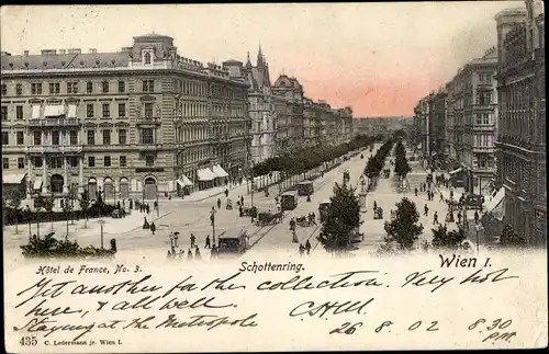 Ak Wien 1 Innere Stadt, Hotel de France, No. 3, Schottenring