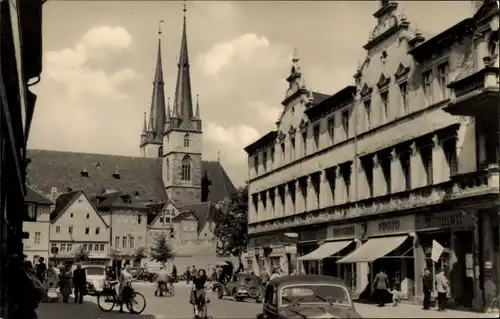 Ak Saalfeld an der Saale Thüringen, Am Marktplatz, Kirchtürme