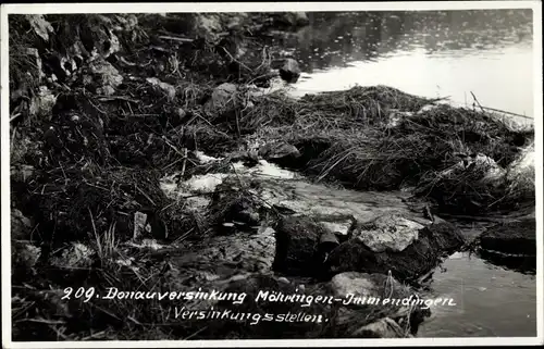 Foto Ak Möhringen in Baden Tuttlingen, 209. Donauversinkung Möhringen-Immendingen, Versinkungsstein