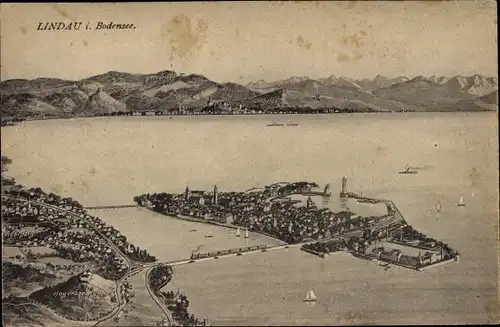 Ak Lindau am Bodensee Schwaben, Panorama