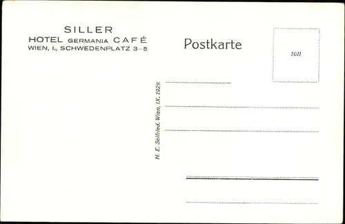 Ak Wien 1 Innere Stadt, Café Hotel Siller, Schwedenplatz 3-5