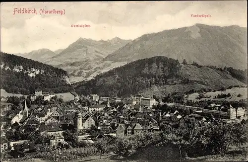 Ak Feldkirch Vorarlberg, Gesamtansicht, Gurtisspitze