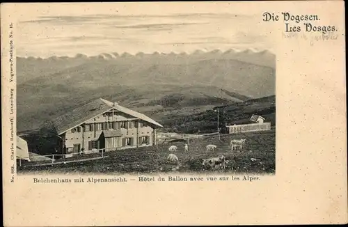 Ak Vogesen, Belchenhaus mit Alpenansicht