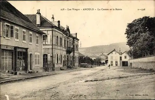 Ak Anould Vosges, das Zentrum und das Rathaus