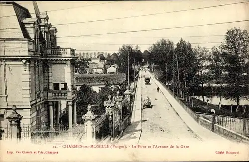 Ak Charmes auf Moselvogesen, Le Pont und Avenue de la Gare