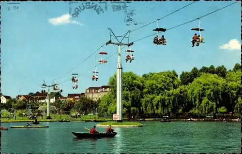 Ak Valkenburg (L.) Limburg Niederlande, Kabelzweefbaan, Ruderboot