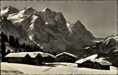 Ak Hasliberg Kt. Bern Schweiz, Mägisalp mit Wetterhorn und Eiger