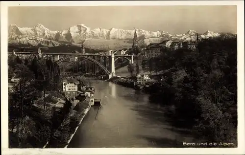 Ak Bern Stadt Schweiz, et les Alpes